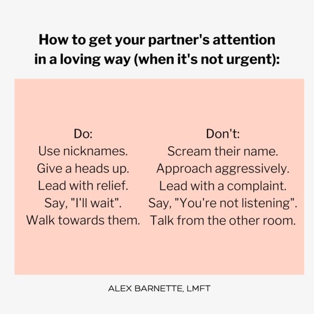 How to get your partner's attention in a loving way